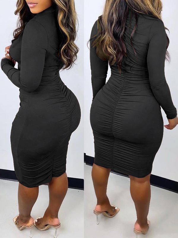 Button-Front Ruched Dress