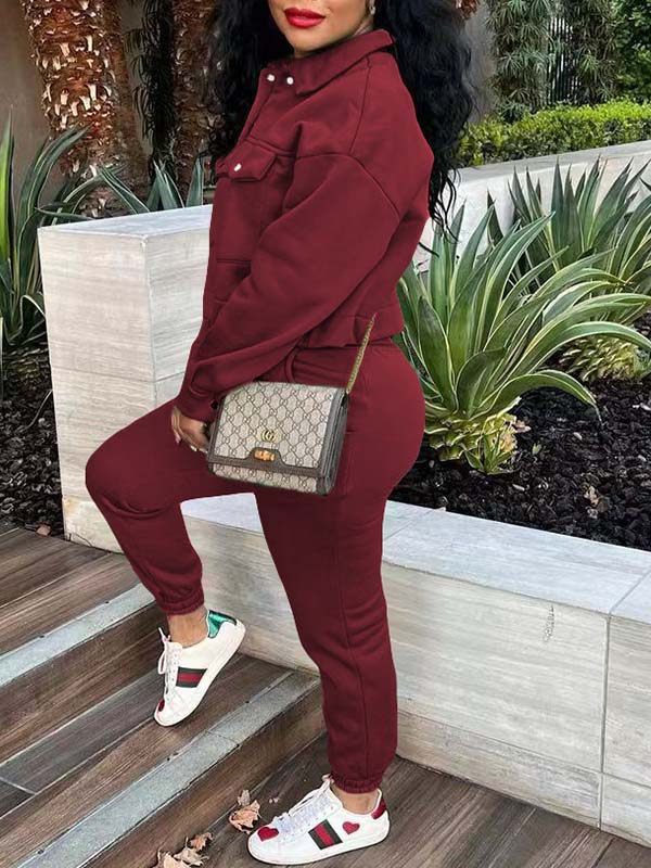 Mangocouture mangocouture Snap-Front Top & Drawstring Pants Set