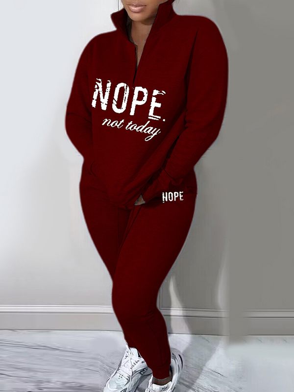 mangocouture Letter Quarter-zip Sweatshirt Set